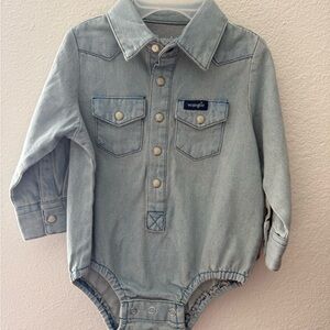 Wrangler Light Blue Denim Baby Bodysuit